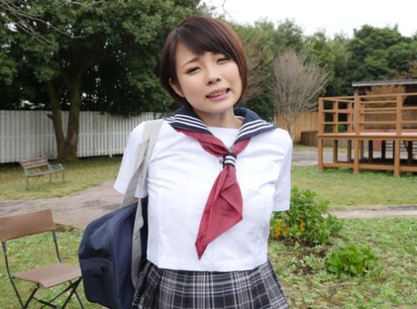 Japanese schoolgirl Mihane Yuki, who is cute and classy, being gangbanged by her classmates.