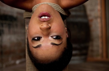 Ebony Skin Diamond Gets Both Her Holes Toyed While Hanging From The Ceiling
