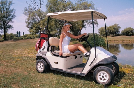 Blonde Golfer Alisson Teases Nude & Sucks & Rides A Big Dick On A Golf Cart