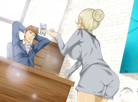 Cartoon Tranny With Big Juggs Gets Fucked By Her New Boss In The Office