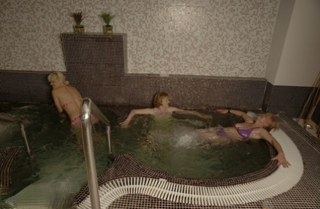 The spa is a great place for mature individuals to shower naked and enjoy the sauna in their bikinis.