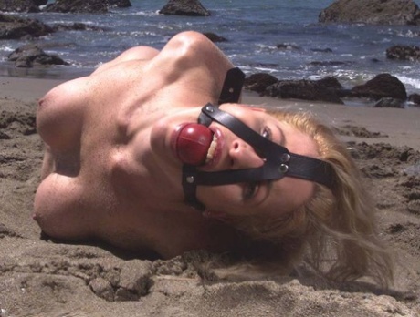 Blonde Slave Sadie Belle Getting Bound And Ball-gagged On The City Beach