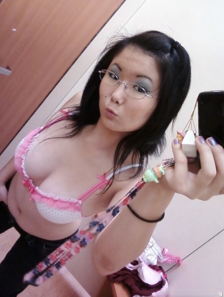 Sweet Asian Girl With Stunning Big Tits Chiyoko Poses In Front Of A Mirror