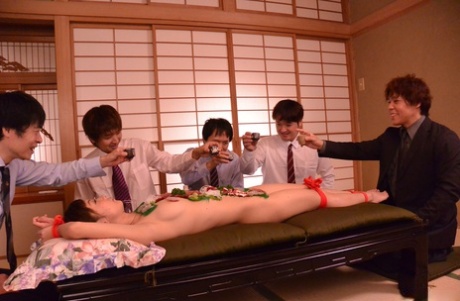 Japanese Cutie Miu Suzuha Gets Gangbanged After Being Used As A Sushi Plate