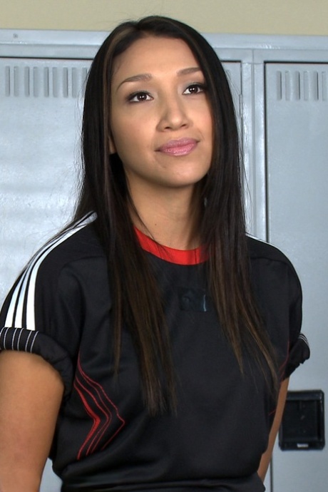 A soccer team inflicts gangbanging on cute Latina Vicki Chase in the locker room.