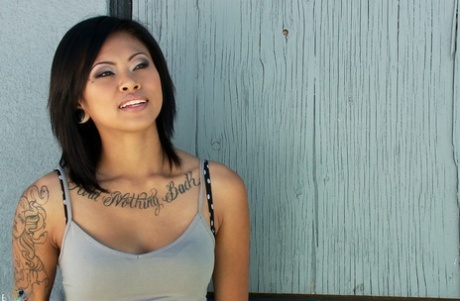 Tattooed Asian Beauty Krissie Dee Getting Involved In Hot Bukakke Action