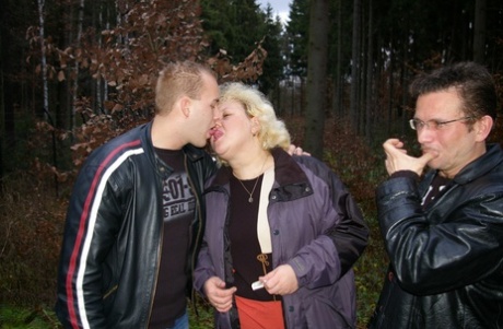 A mature BBW named Corinne is having a steamy outdoor threesome with studs on the nightly.