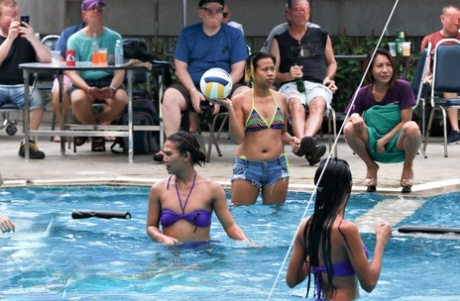 Ladyboys Have A Game Of Pool Volleyball Prior To Awards Banquet