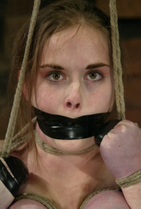 A repressed and gagged woman is subjected to being fouled and forced to plead her breasts.