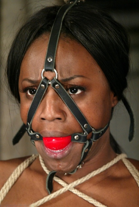 Tied Up Ebony Slave Jada Fire With Ball Gag In Mouth Can't Do Anything