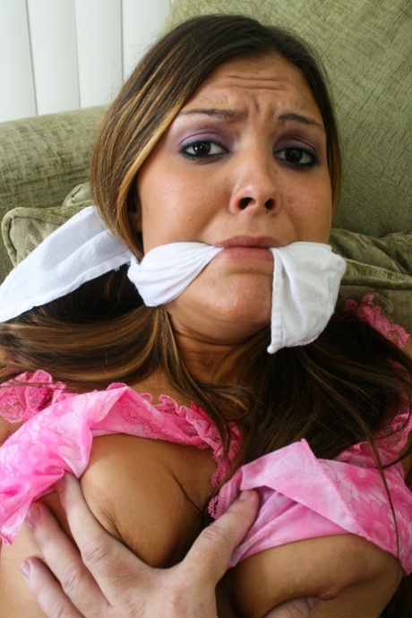 While being gagged and tied up, Vanessa Lynn struggles as an amateur female sub.