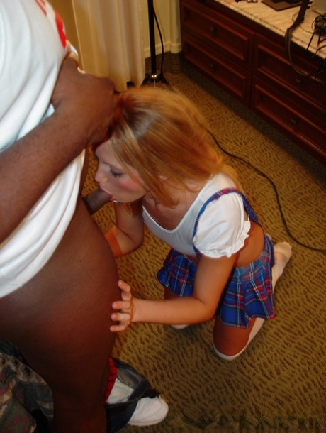 White teen Spring Thomas takes on four black dicks at once in hooker socks