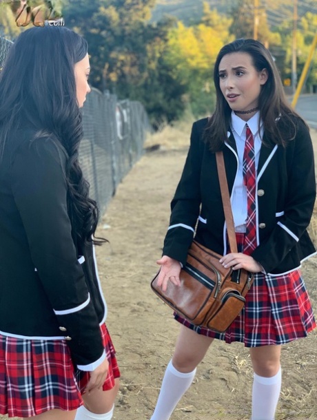 Naughty schoolgirls strip and share a huge black boner on Halloween night