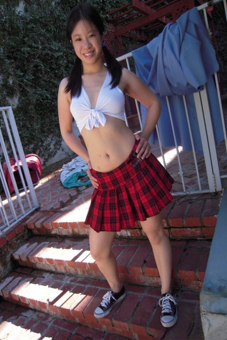 Tiny Asia Zo Sheds Schoolgirl Skirt To Catch A Load On Her Adorable Face