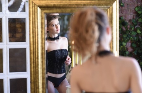 Caramel, a Russian amateur model, displays her natural tits that are perfectly shaped.