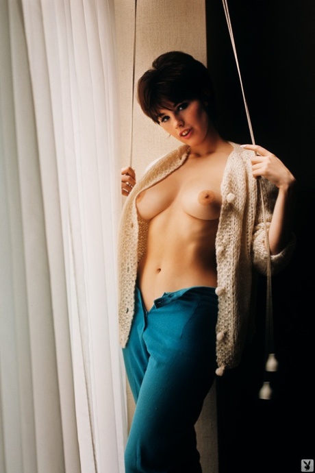 Vintage Short Haired Model Dianne Chandler Posing Topless For Playboy Magazine