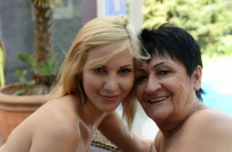 Blonde Teen Candy Sweet Engages In Lesbian Intercourse With Granny Anastasia