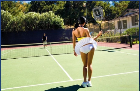 The MILF tennis player, Nadia Nitro, has a vagina with a peaked nude pussy and a sweet tooth.