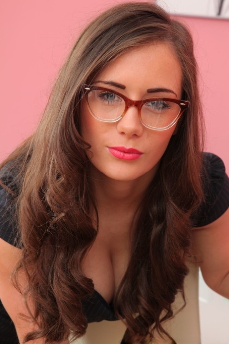 Nerdy Brunette Laura H Loses Her Black Dress And Plays With Her Big Boobs