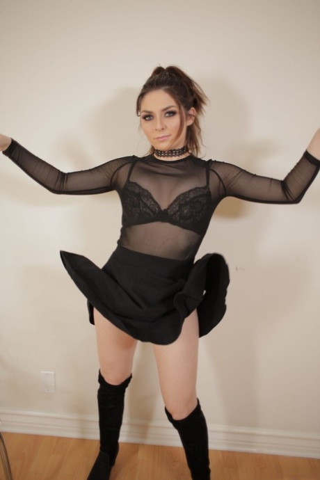 Russian tiny girl Keira Croft takes her lingerie off and plays with herself