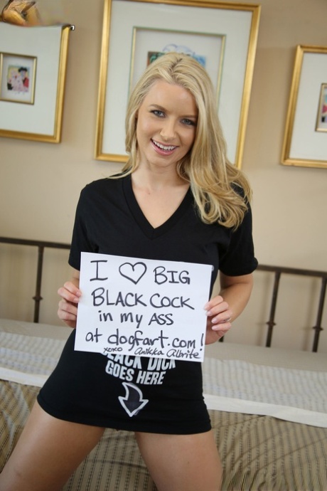 Black cock in her ass, which is the body of blonde American wife Anikka Albrite.
