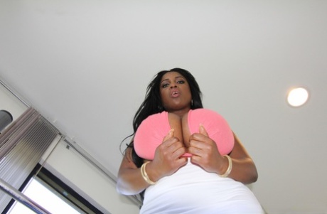 Curvylicious Ebony Maserati Pulls Her Monster Tits Out And Poses In A Gym