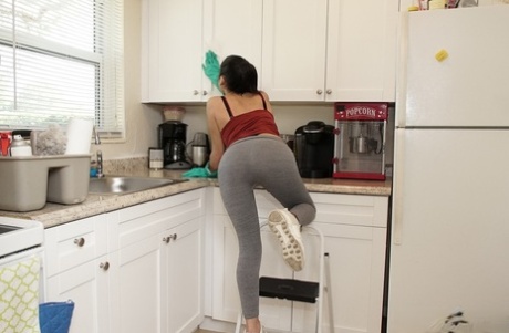 Petite Latina Maid Michelle Martinez Poses Naked In Solo Action While Cleaning