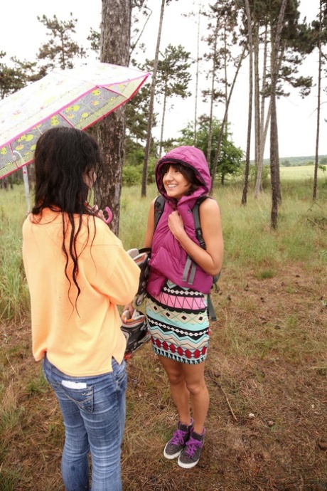Wonderful Amateur Teens Suzy Rainbow & Daphne Toy Each Other On A Rainy Day