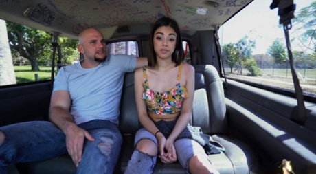 Cute skinny teen Harmony gets picked up and banged in the back seat