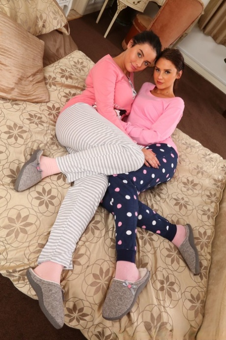 Young Cuties Saffron & Kay Sheds Pajamas To Pose In Pink Panties & Socks