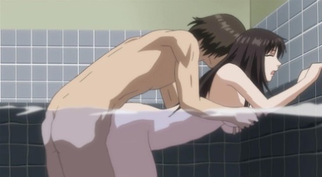 A Japanese anime girl with big tits is subjected to intense beating in a swimming pool.