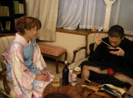 Her horny Asian wife Kaede Moritaka is given hair by her husband.