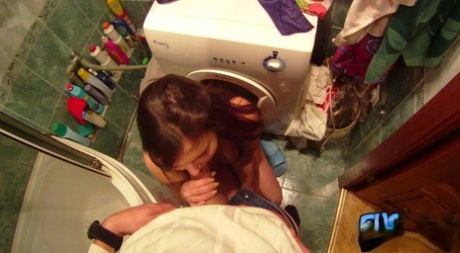 Tracey's character, Tracy, is a brunette with small nipples who gets fucked in the toilet in POV 2.