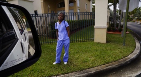 Lexxi Deep, a white knob-throated health care girl from Ebony, is riding in the back of a van.