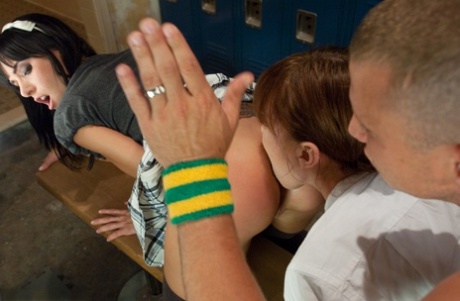 Schoolgirls Gia DiMarco & Emma Haize Get Spanked & Fingered In The Locker Room
