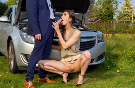 Hot Teen Lina Luxa Has Anal Sex With A Hunky Man Willing To Fix Her Broken Car