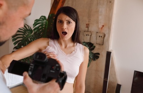 Czech teen Tiny Tina enjoying hardcore sex on a couch with her mother's new BF
