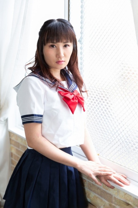 Cute Japanese Schoolgirl Rina Strips And Teases In White Panties