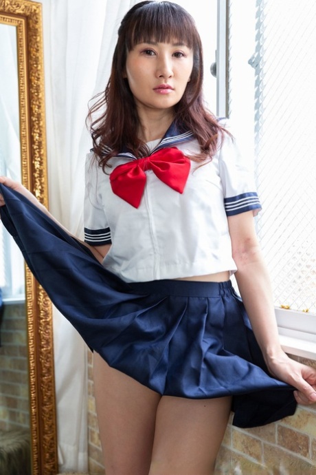 Cute Japanese Schoolgirl Rina Strips And Teases In White Panties