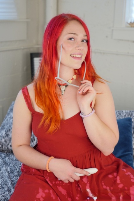 Adorable Redhead With Glasses Jennavive Marie Teases Her Clit In A Solo