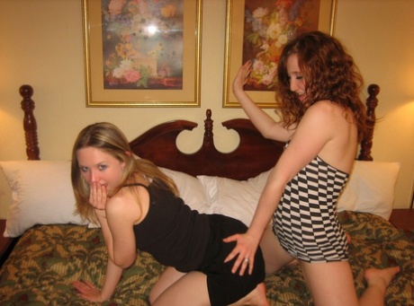 Skinny MILF Kitty & Her Lesbian Stepdaughter Romancing After A Pillow Fight