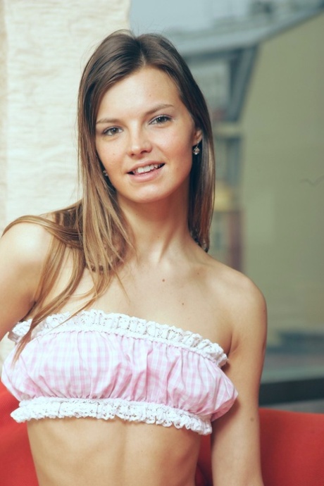 Alluring teen Suzie shows off her perfect tits & spreads her trimmed pussy