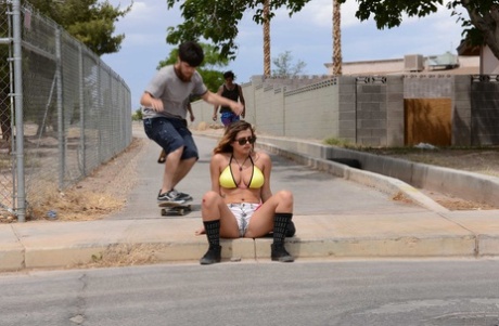 Hot skater girl Keisha Grey brought home and impaled on a huge penis