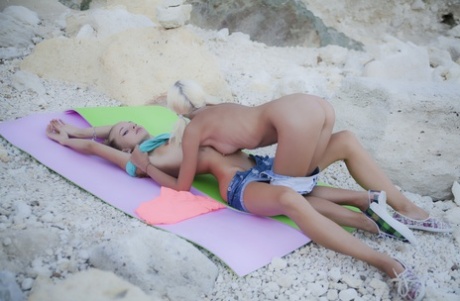 Skinny Teens Milena D & Nika N Enjoying GG Cunnilingus During Yoga Outdoors