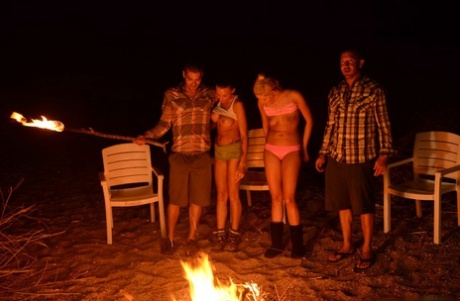 Vanessa Cage & Juelz Ventura Blow Each Others Man Around A Campfire