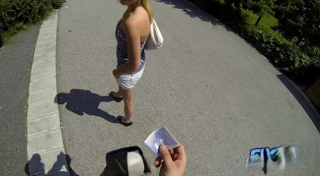 Blonde Teen Iren Exposes Her Tiny Tits While Enjoying A Hot POV Fuck In Public