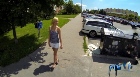Blonde Teen Iren Exposes Her Tiny Tits While Enjoying A Hot POV Fuck In Public