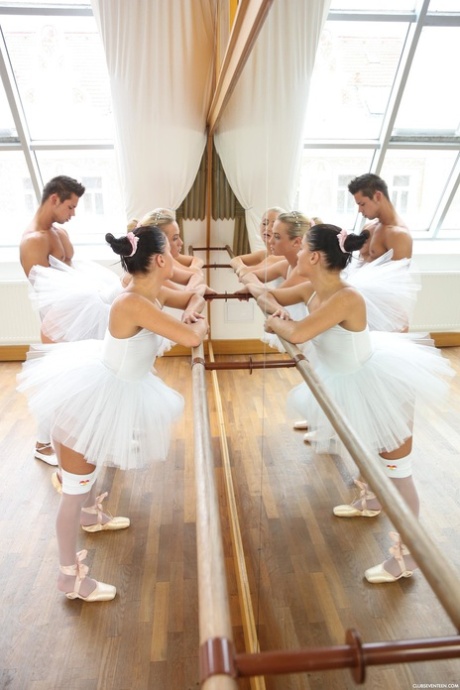 Ballerinas without pantalions engage in group sexual activities with their ballet instructor.