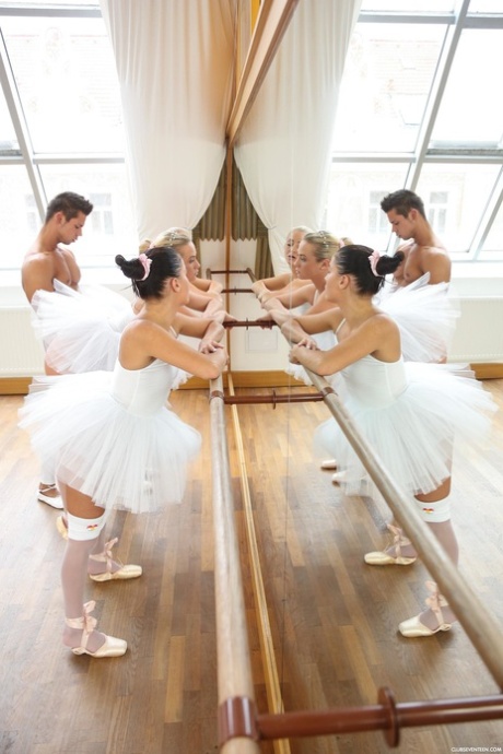 Pantyless Ballerinas Indulge In Hot Groupsex With Their Ballet Teacher