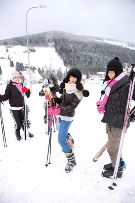 Kinky European Teens Undress And Have Hot Groupsex After Skiing All Day